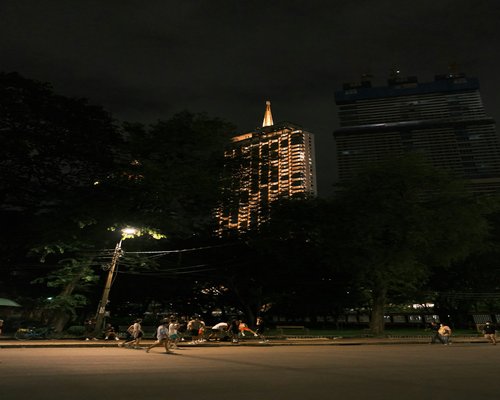 calm evening walk in a Bangkok city park