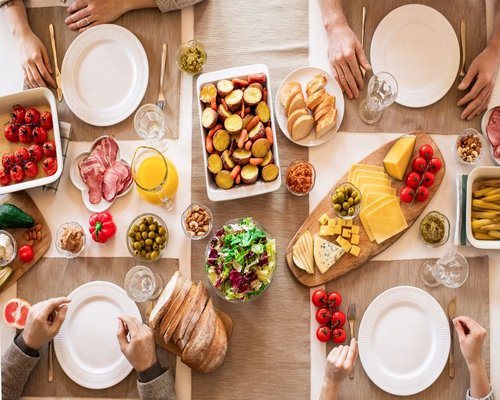 family sharing a simple homemade dinner