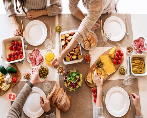 family sharing a simple homemade dinner